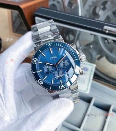 High Quality Oris Artelier Chronograph Copy Watch Blue Dial